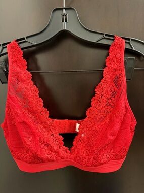 Wacoal Red Lace Bralette with Floral Trim